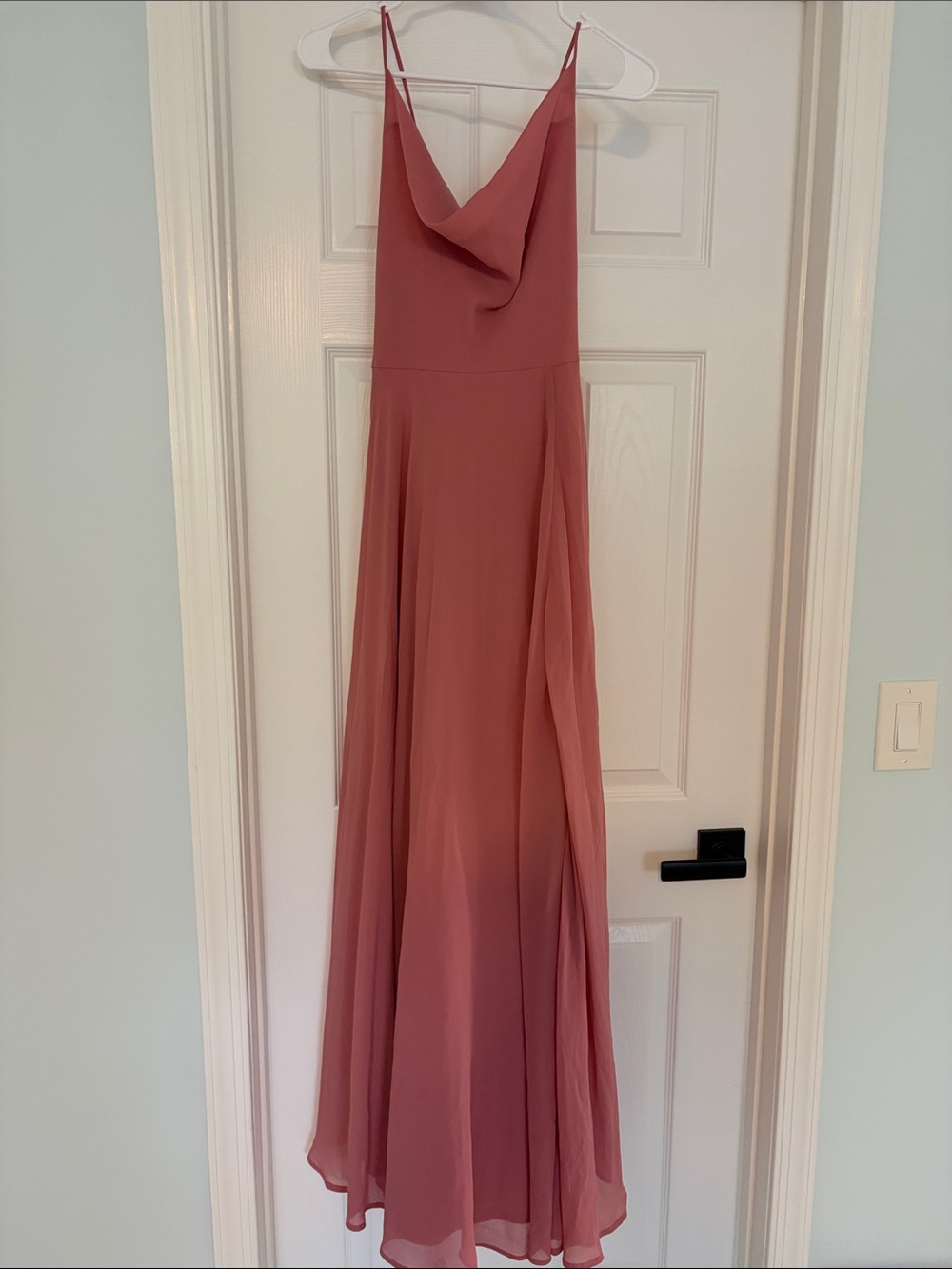 Lulu's Dusty Rose Cowl Neck Spaghetti Strap Maxi Dress